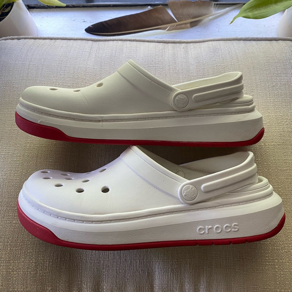 CROCS Crocsband Full Force Thick Sole Sandals white red men’s 10us women’s 11US